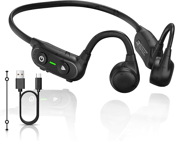 Fones de ouvido de condução óssea, fones de ouvido Bluetooth 5.3 abertos com microfone, fones de ouvido sem fio resistentes ao suor para corrida, ciclismo, exercícios e direção
