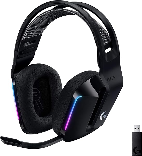 Headset Gamer Logitech G733 Lightspeed Sem Fio RGB Lightsync Drivers Pro-G 40mm DTS Headphone:X 2.0