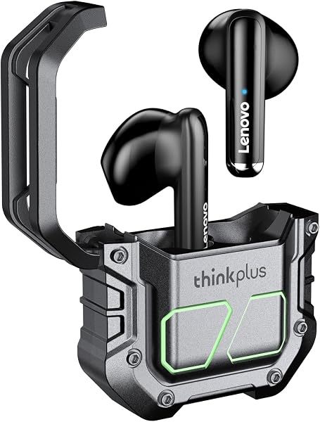 Lenovo Fones de ouvido Bluetooth 5.3 True Wireless Earbuds TWS Gaming Earbuds com caixa de carregamento sem fio IPX5 Waterproof in-Ear Earbuds com microfone para Smart Phone Computer Laptop