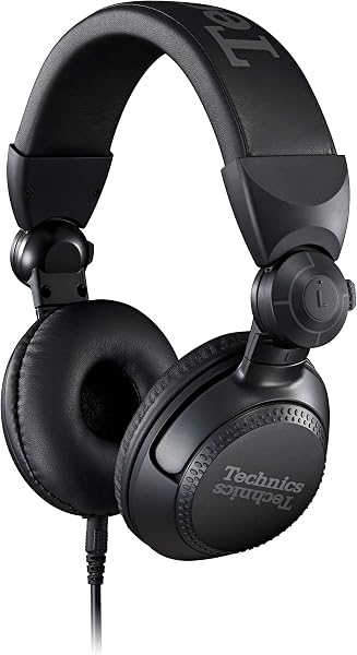 Technics Fones de ouvido profissionais para DJ com drivers de bobina de voz CCAW de 40 mm, estrutura giratória de 270° e cabo destacável com trava; leve, dobrável de alta entrada – EAH-DJ1200 (preto)